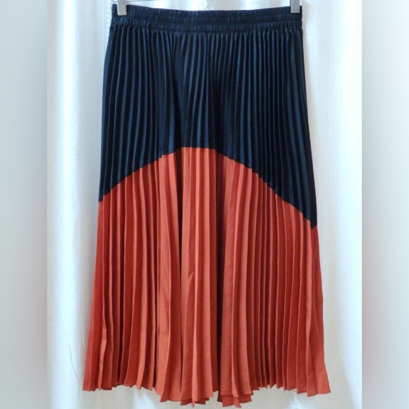 NWT ZARA ORANGE BLACK COLOR-BLOCK PLEATED (0787) - Picture 8 of 11